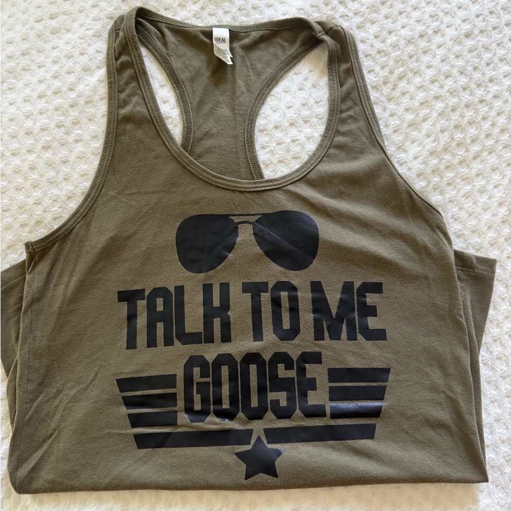 Olive Green Graphic Tank Top